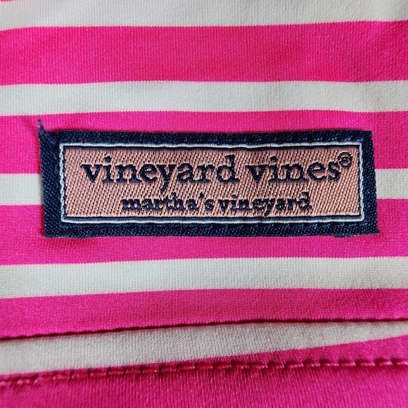 Vineyard Vines Performance Stripe Sankaty Shep 1/4 Zip Pink & White Women's Sz S - Picture 3 of 10